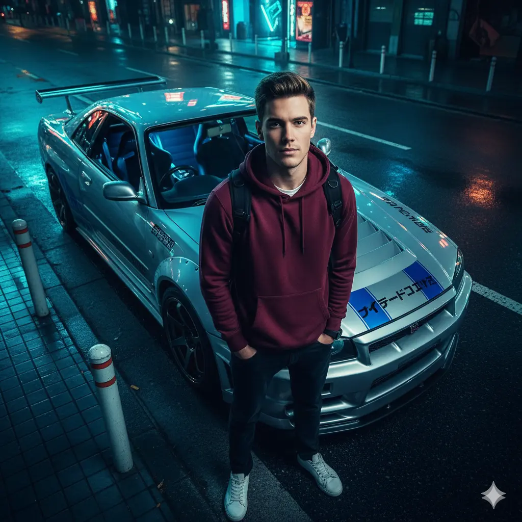 Neon City Drive - AI prompt in category Photography