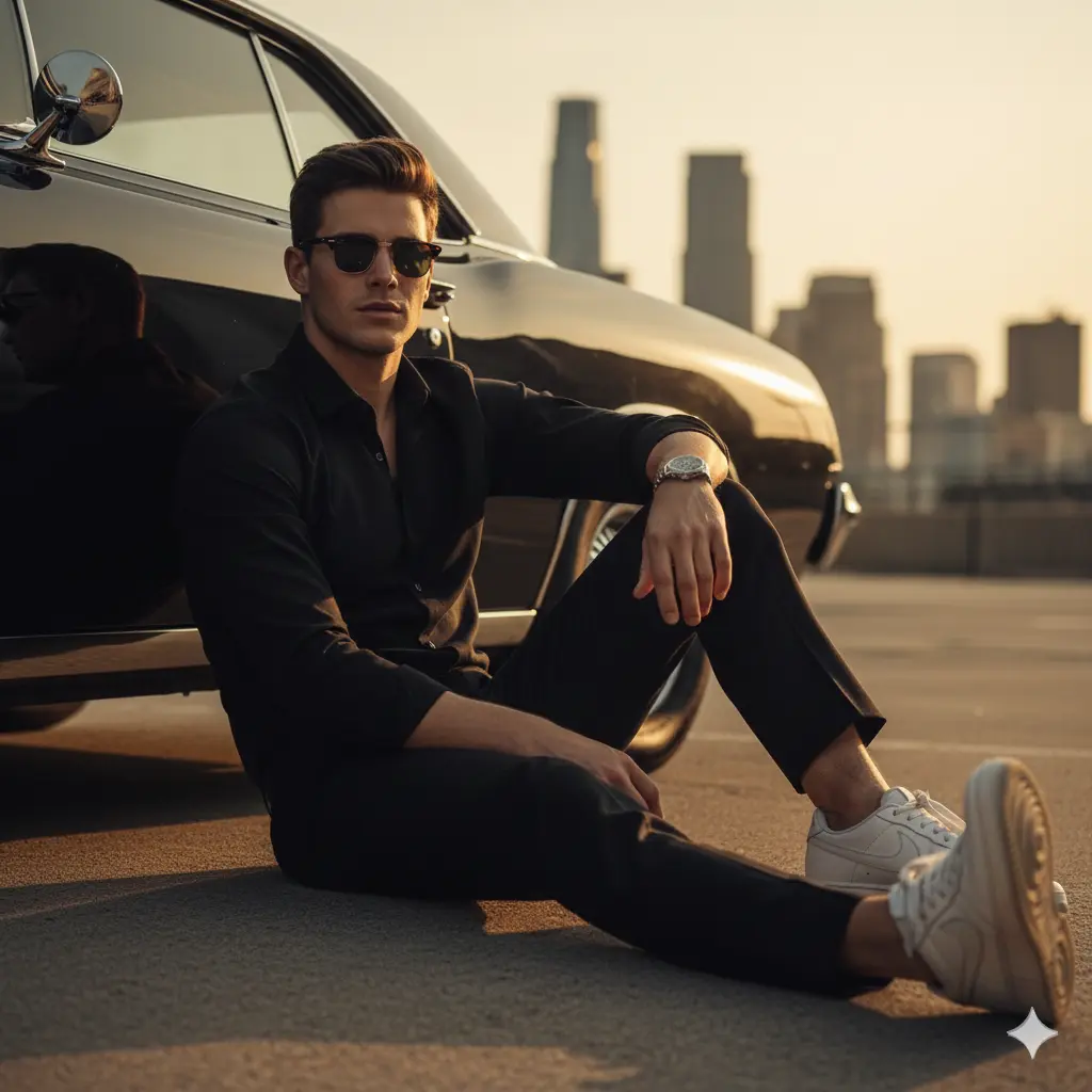 Golden Hour Cinematic Portrait by a Vintage - AI prompt in category Cinematic Portrait